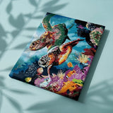 Paint by Numbers Turtles with Fish in the Sea