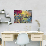 Paint by Numbers Ship at Town in the Sea