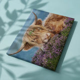 Paint by Numbers Scottish Highlander with Flowers