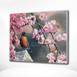 Paint by Numbers Bird with Pink Flowers