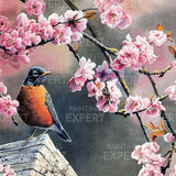 Paint by Numbers Bird with Pink Flowers