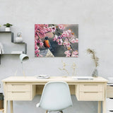 Paint by Numbers Bird with Pink Flowers