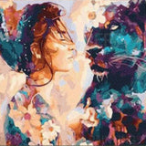 Diamond Painting Woman with Leopard