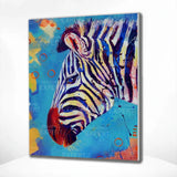 Paint by Numbers Zebra with Blue Background