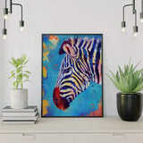 Paint by Numbers Zebra with Blue Background
