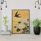 Diamond Painting Swallow above white hydrangeas Japan