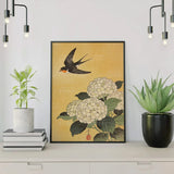 Paint by Numbers Swallow above white hydrangeas Japan