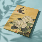 Paint by Numbers Swallow above white hydrangeas Japan
