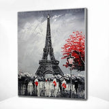 Paint by Numbers Black White Paris with Flowers
