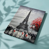 Paint by Numbers Black White Paris with Flowers
