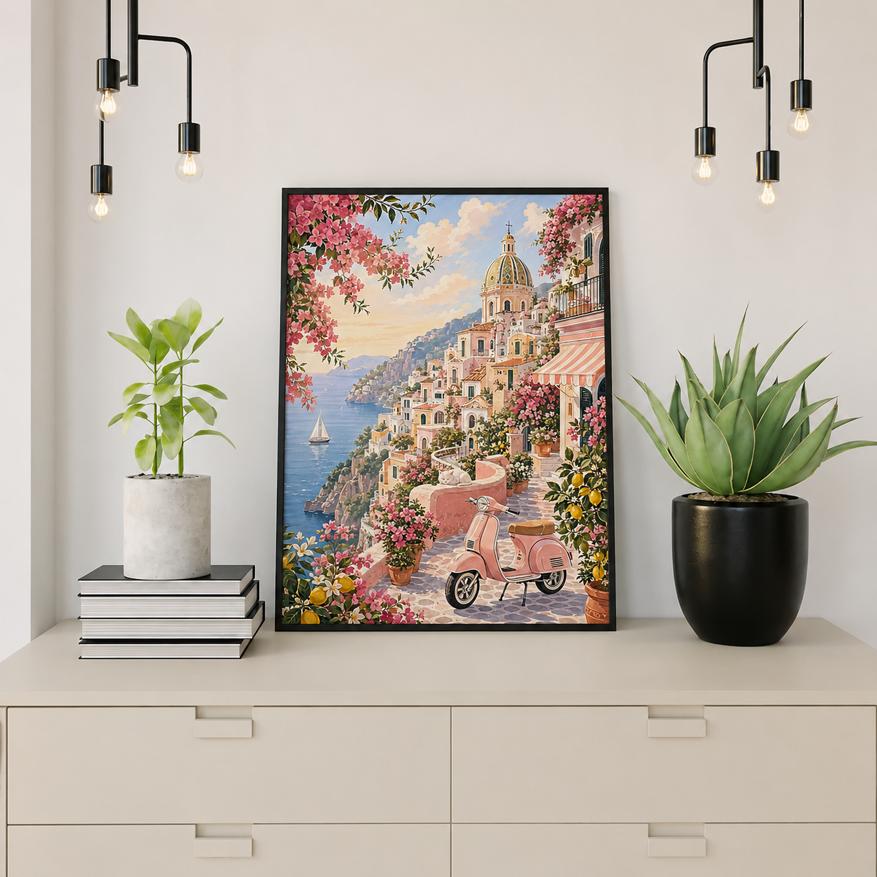 Schilderen op nummer Amalfi als kleurrijke wanddecoratie