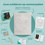 Inhoud van het schilderen-op-nummerpakket Betoverde vallei bij nacht