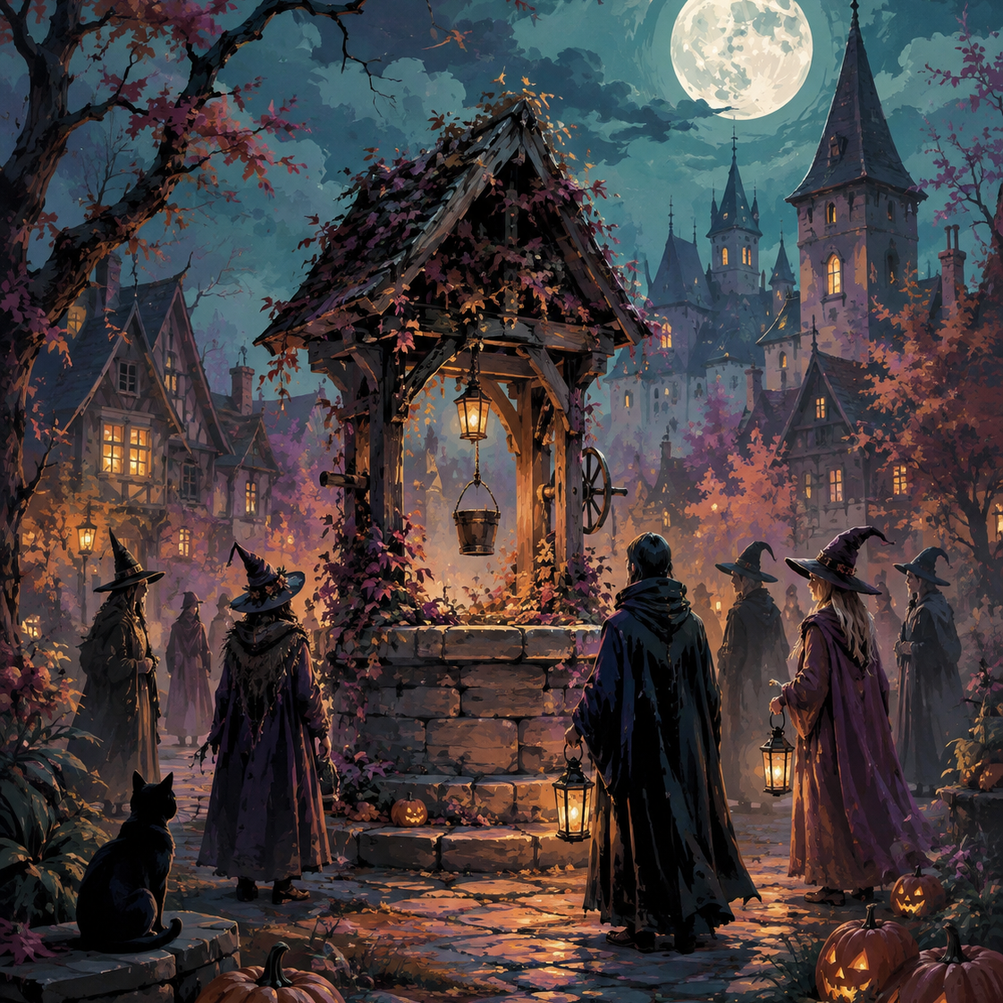 Schilderen op nummer Bijeenkomst bij de oude bron – Halloween
