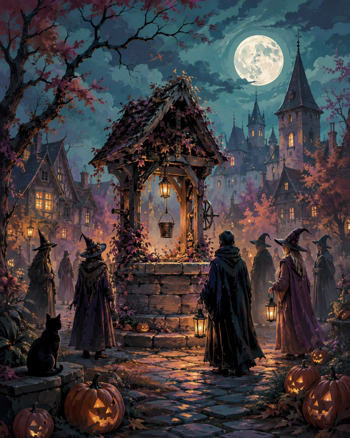 Schilderen op nummer Bijeenkomst bij de oude bron – Halloween