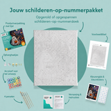 Inhoud van het schilderen-op-nummerpakket Blijf griezelig, kleine geest