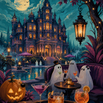 Schilderen op nummer Cocktails in het spookhotel – Halloween