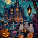 Schilderen op nummer Cocktails in het spookhotel – Halloween