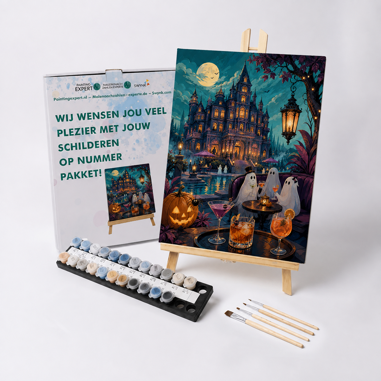 Schilderen op nummer Cocktails in het spookhotel met verf en penselen