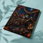 Afgewerkt canvas Dans van de kleurrijke doodskoppen op stof