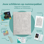 Inhoud van het schilderen-op-nummerpakket De apotheek van de nacht