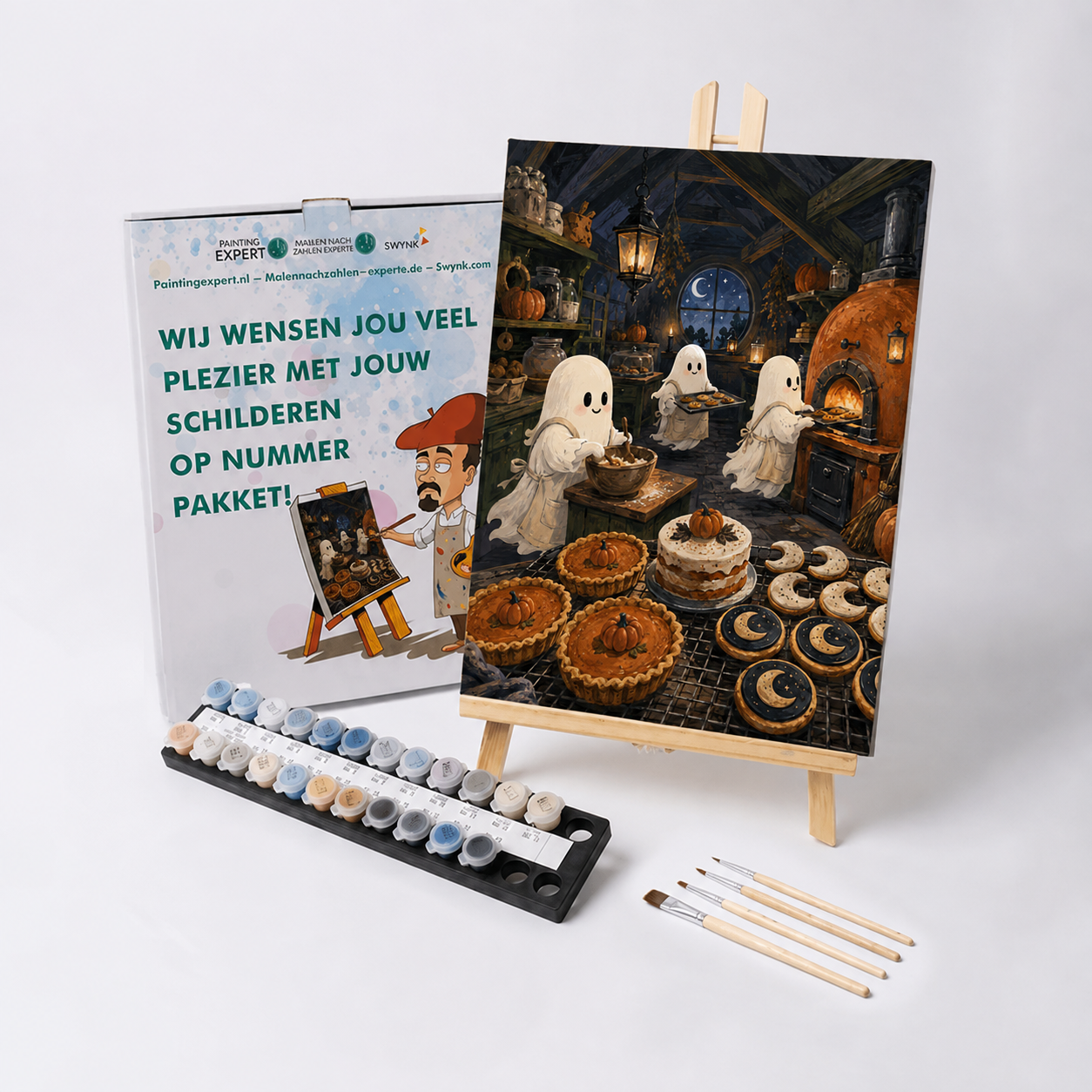 Schilderen op nummer De bakkerij van kleine geesten met verf en penselen