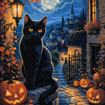 Schilderen op nummer De betovering van de zwarte kat – Halloween