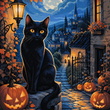 Schilderen op nummer De betovering van de zwarte kat – Halloween