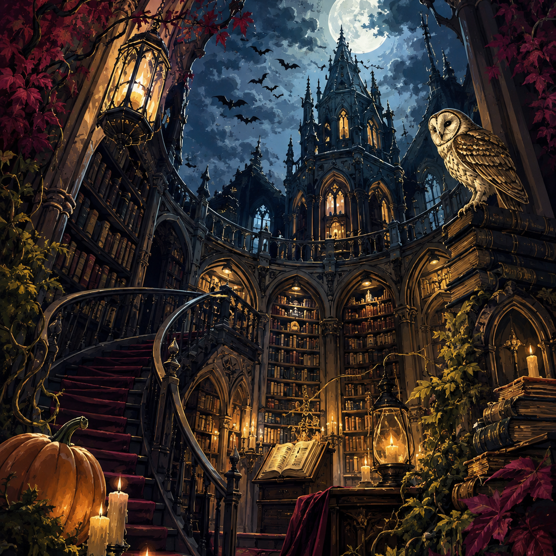 Schilderen op nummer De bibliotheek van fluisterende boeken – Halloween