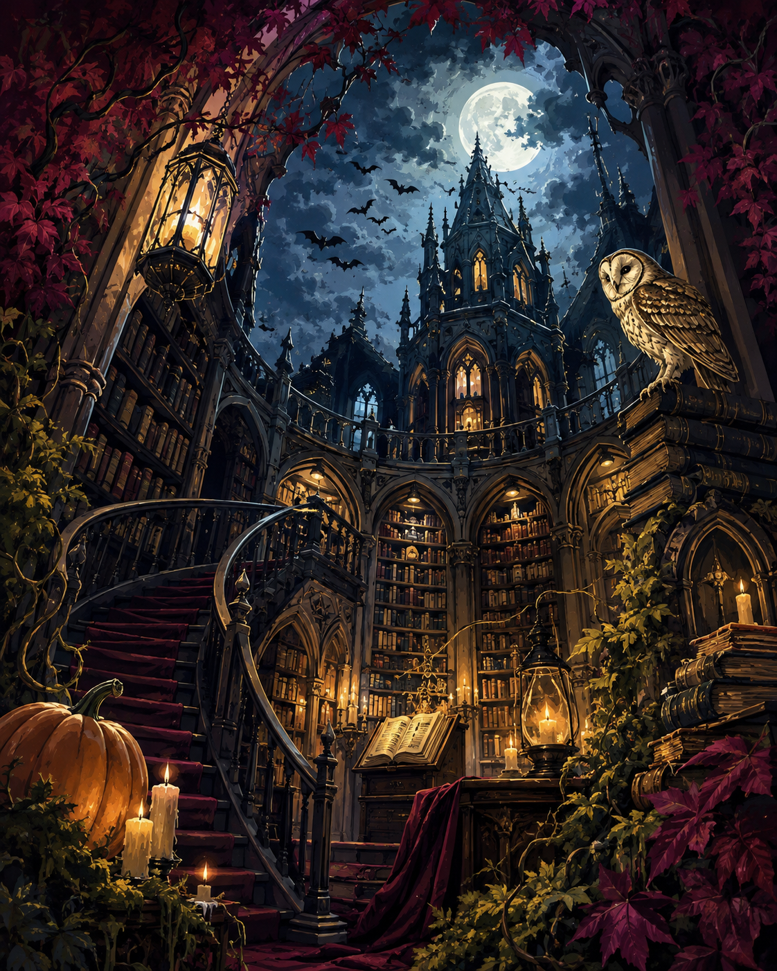 Schilderen op nummer De bibliotheek van fluisterende boeken – Halloween