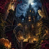 Schilderen op nummer De bibliotheek van fluisterende boeken – Halloween