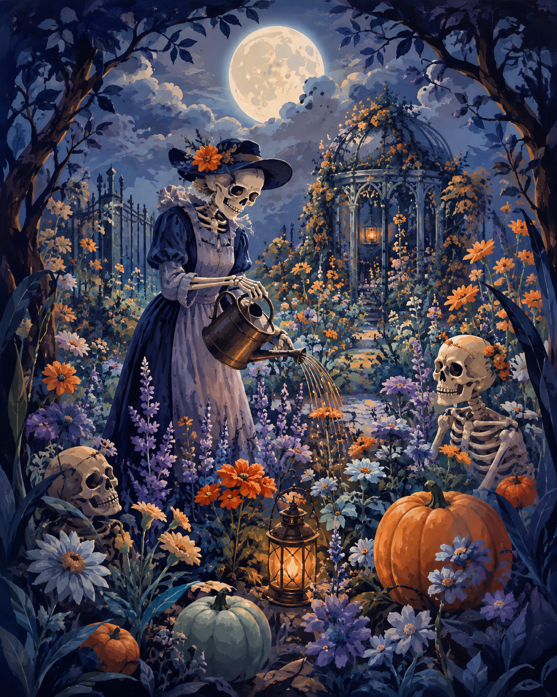 Schilderen op nummer De bloementuin van botten – Halloween