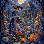 Schilderen op nummer De bloementuin van botten – Halloween