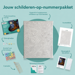 Inhoud van het schilderen-op-nummerpakket De boom van verloren schedels