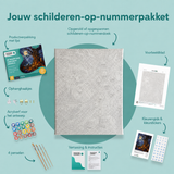 Inhoud van het schilderen-op-nummerpakket De boom van verloren schedels