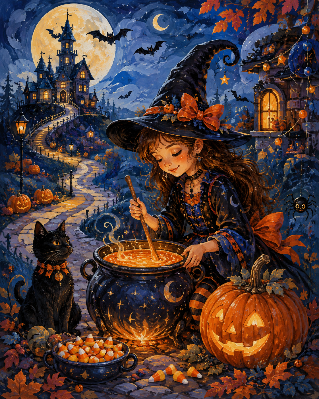 Schilderen op nummer De charme van de jonge heks – Halloween