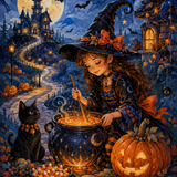 Schilderen op nummer De charme van de jonge heks – Halloween