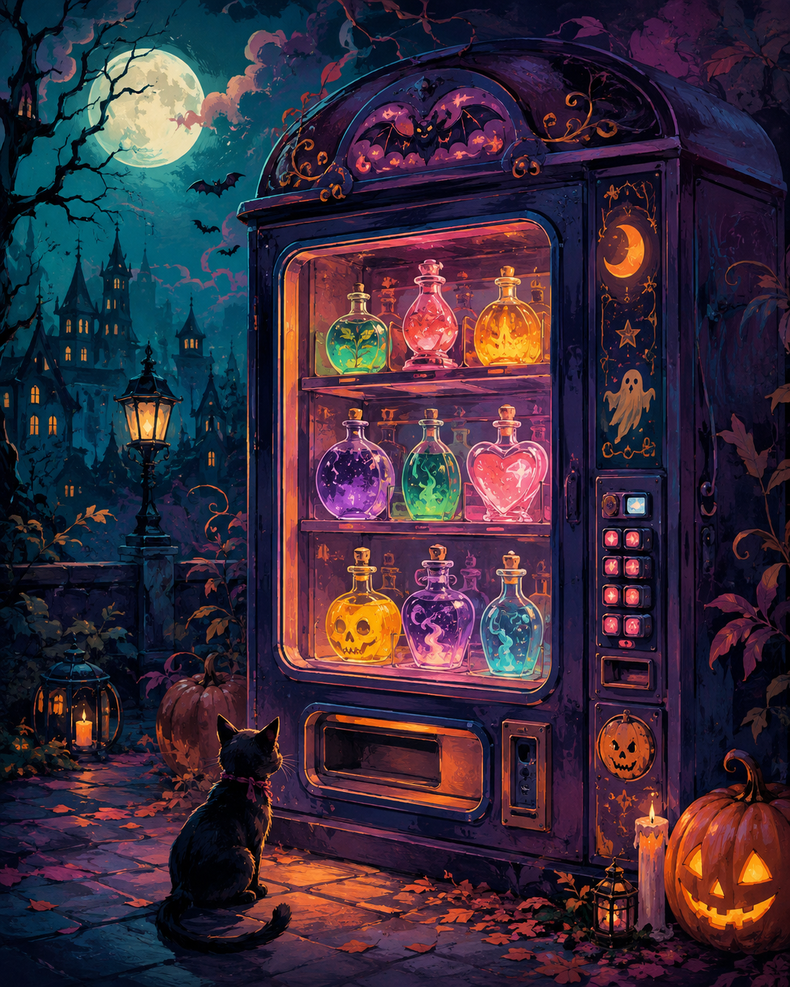 Schilderen op nummer De drankautomaat om middernacht – Halloween