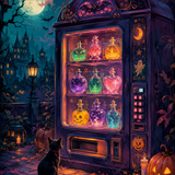 Schilderen op nummer De drankautomaat om middernacht – Halloween