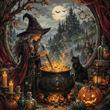 Schilderen op nummer De fonkelende heksenketel – Halloween