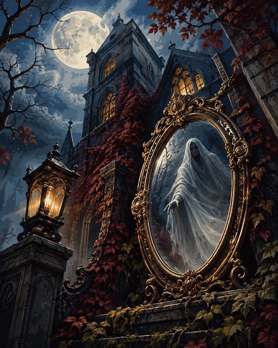 Schilderen op nummer De geest achter de spiegel – Halloween