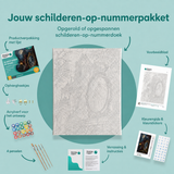 Inhoud van het schilderen-op-nummerpakket De geest achter de spiegel