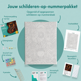 Inhoud van het schilderen-op-nummerpakket De grote snoepronde