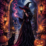 Schilderen op nummer De heks in de zwarte jurk – Halloween
