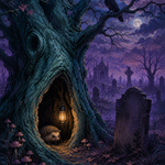 Schilderen op nummer De holle boom bij het kerkhof – Halloween