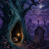 Schilderen op nummer De holle boom bij het kerkhof – Halloween