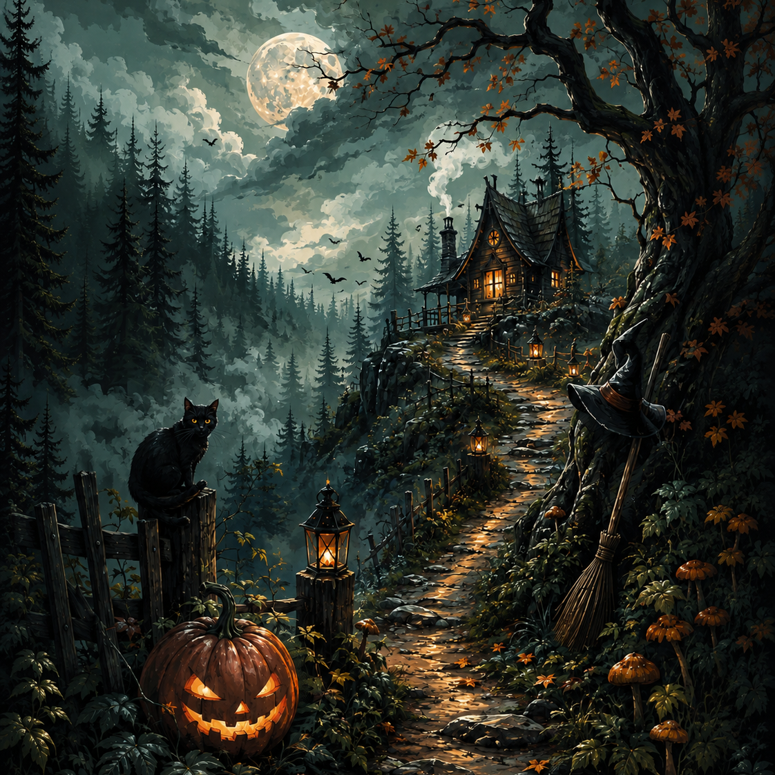 Schilderen op nummer De hut aan het heksenpad – Halloween