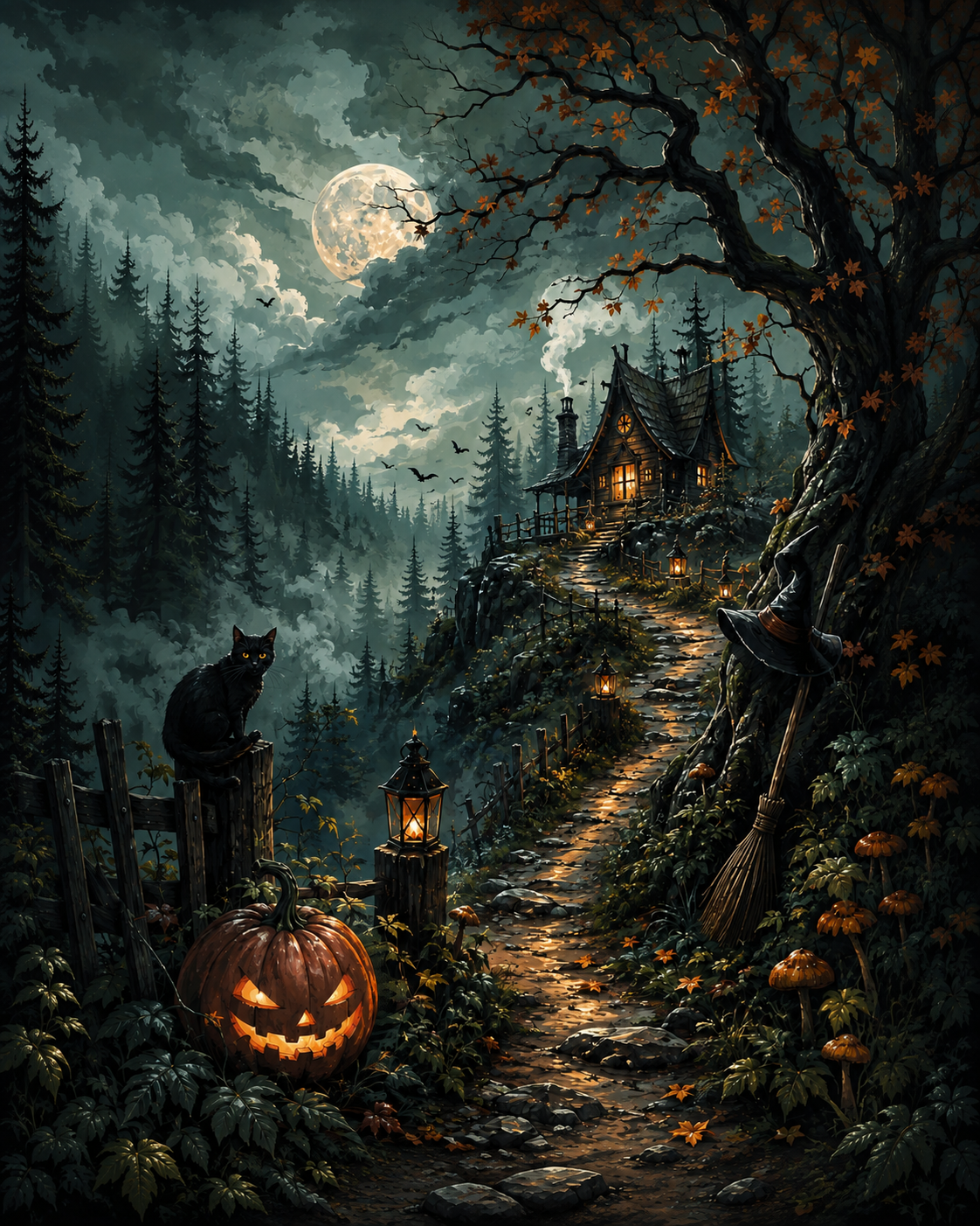 Schilderen op nummer De hut aan het heksenpad – Halloween