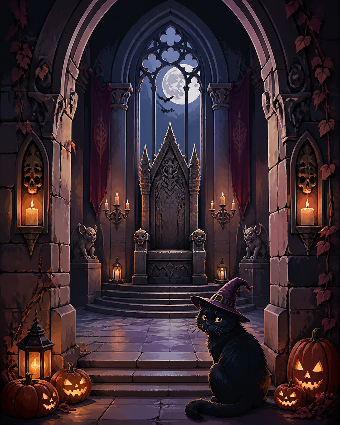 Schilderen op nummer De kamer met de stenen troon – Halloween