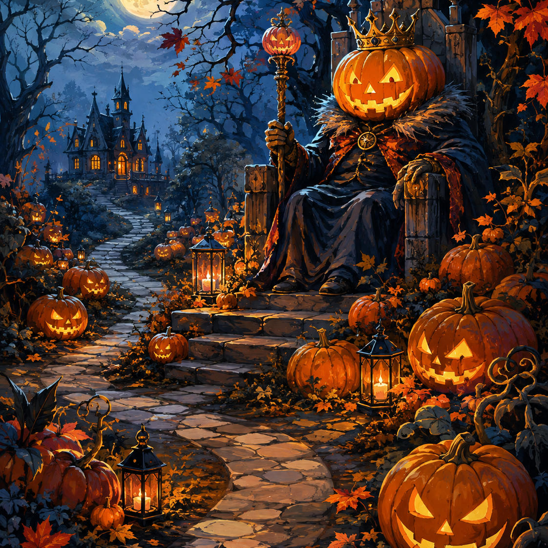 Schilderen op nummer De koning van de pompoenen – Halloween