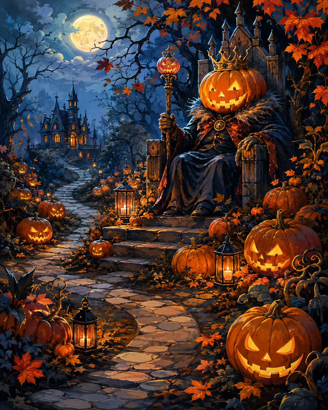 Schilderen op nummer De koning van de pompoenen – Halloween